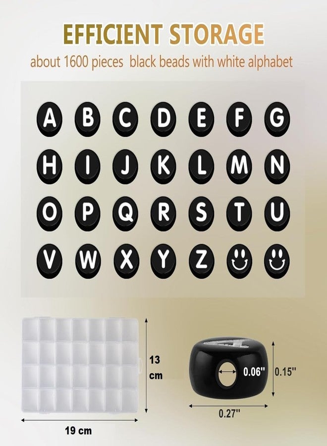 Nuvex 1400 Pcs Black Alphabet Beads, Background Letter Beads Bracelet Necklace Making Kit, 28 Grids A-Z Letter Beads for Jewelry Making with Storage Box, DIY Jewelry Gift for Girls & Boys - Image 2